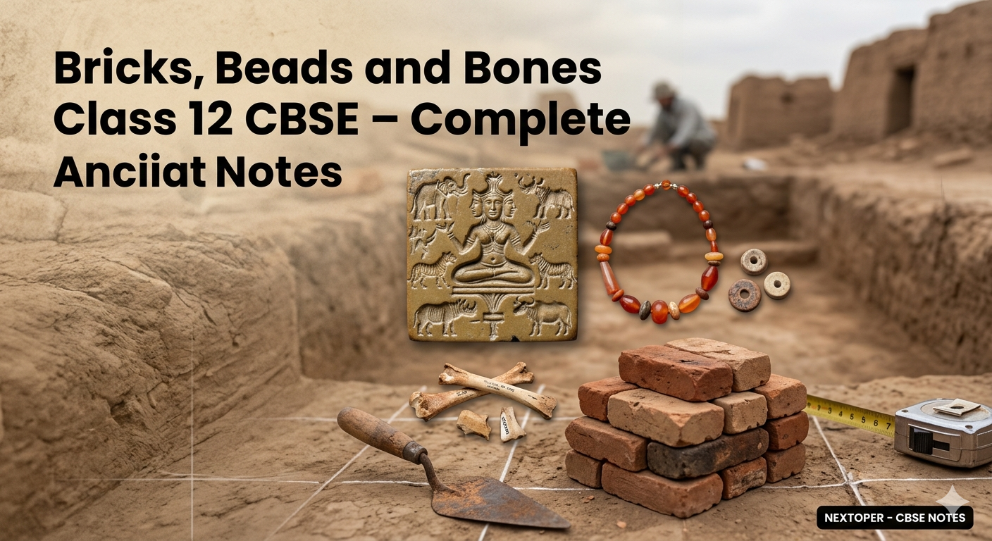 You are currently viewing Class 12 History Notes: Chapter 1 Bricks, Beads and Bones — Complete Harappan Civilisation Summary, Notes, NCERT Solutions