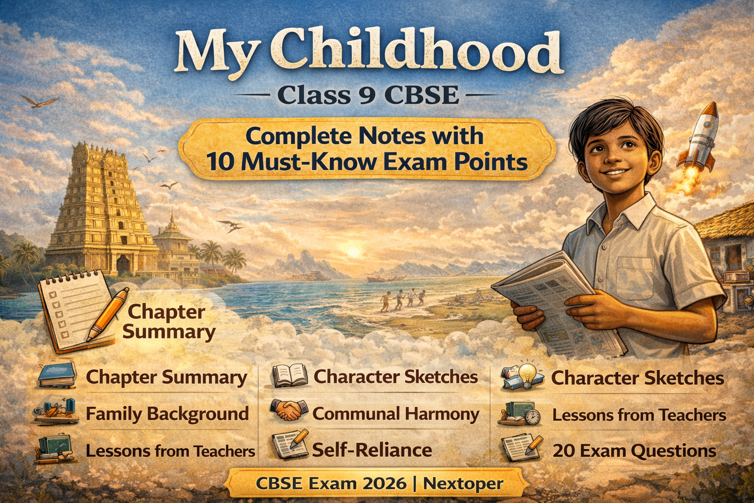 You are currently viewing Class 9 English Beehive Chapter 6 Notes – My Childhood by A.P.J. Abdul Kalam | Summary, Meanings, Q&A