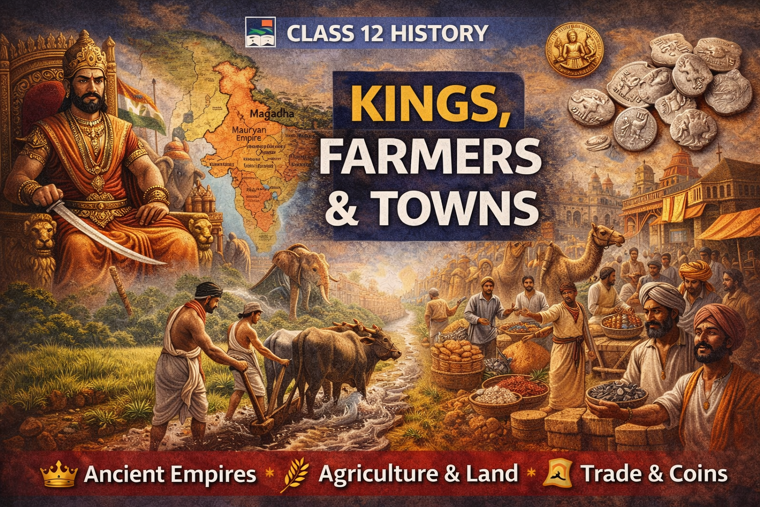 You are currently viewing Kings Farmers and Towns Class 12 CBSE – Complete Notes with 10 Must-Know Concepts | Nextoper