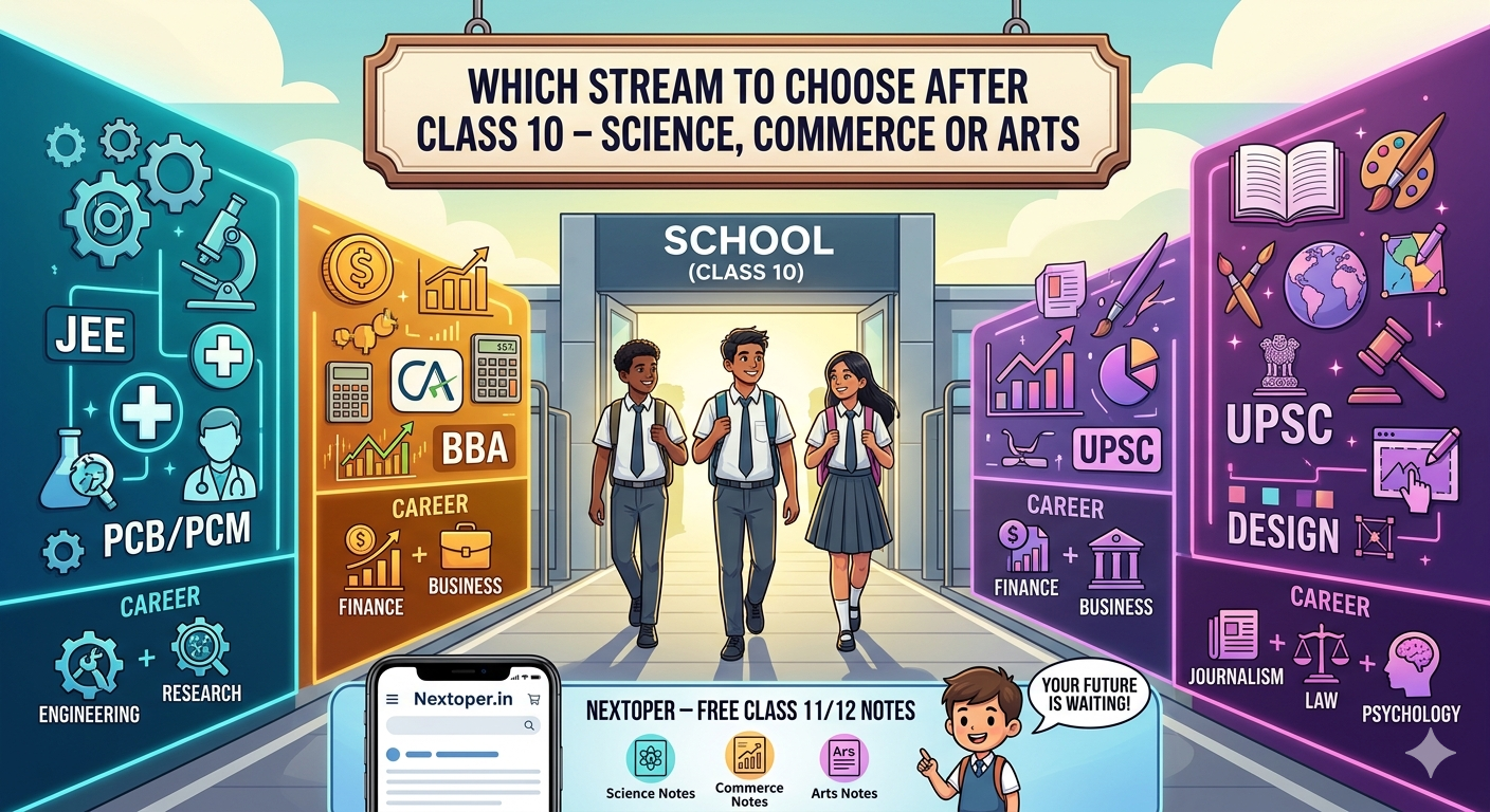 You are currently viewing Which Stream to Choose After Class 10 – Science, Commerce or Arts | Nextoper