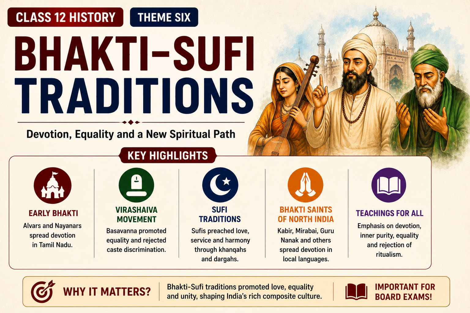 You are currently viewing CBSE Class 12 Bhakti Sufi Traditions Changes in Religious Beliefs and Devotional Texts Notes | Nextoper
