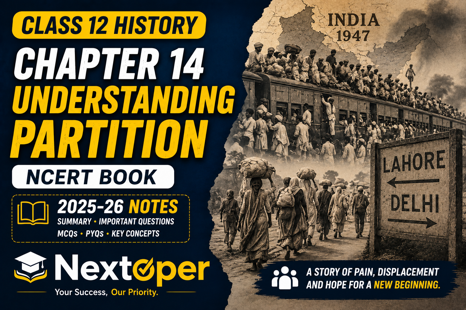 You are currently viewing CBSE Class 12 History Chapter 14 PDF Notes  | Understanding Partition Politics, Memories, Experiences Notes