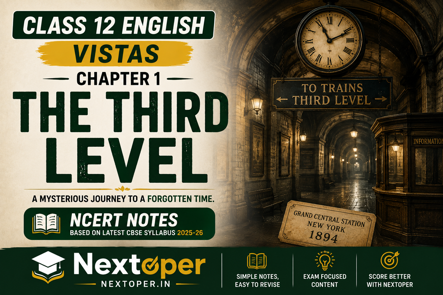 You are currently viewing CBSE Class 12 English Chapter 1 Notes The Third Level PDF Notes — Vistas 2025–26